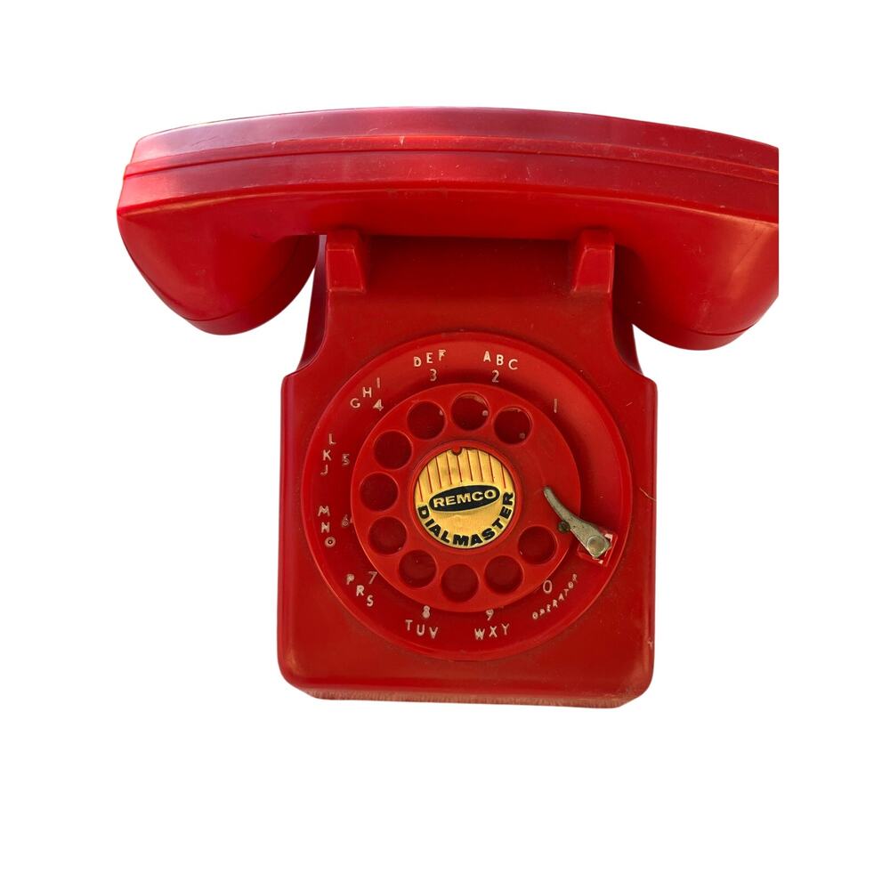 Vtg Remco RED Rotary Dialmaster Toy Telephones 1960s-Preowned